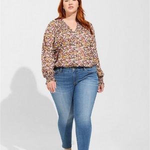 Torrid Crinkle Chiffon Smocked Blouson Sleeve Blouse
